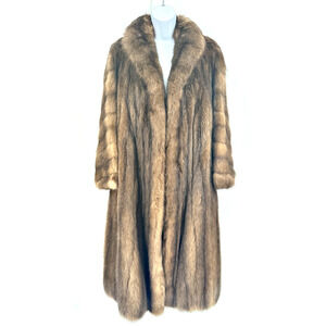 Vintage Luxury Full Length Russian Crown Sable Fur Coat Genuine Natural Brown